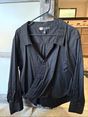White House Black Market Black Wrap-Front Blouse